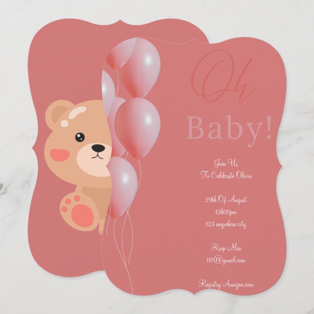 Rosa-Babydusche Save The Date (Vorne/Hinten)