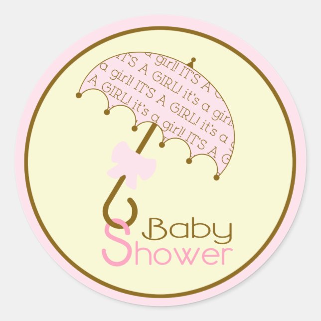 Rosa Babydusche Umbrella Aufkleber (Vorderseite)