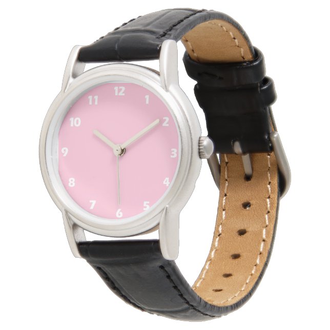 Rosa Babyfarbe Armbanduhr (Schrägansicht)