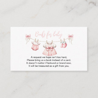 Rosa Babykleidung Mädchen Buch Anfrage Baby Shower Begleitkarte