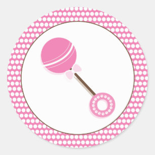 Rosa Babyparty-Bevorzugungs-Aufkleber des Runder Aufkleber