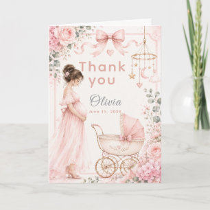 Rosa Babyparty-Feier Dankeskarte
