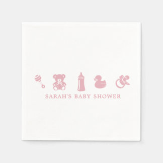 Rosa Babyparty-Papier Servietten