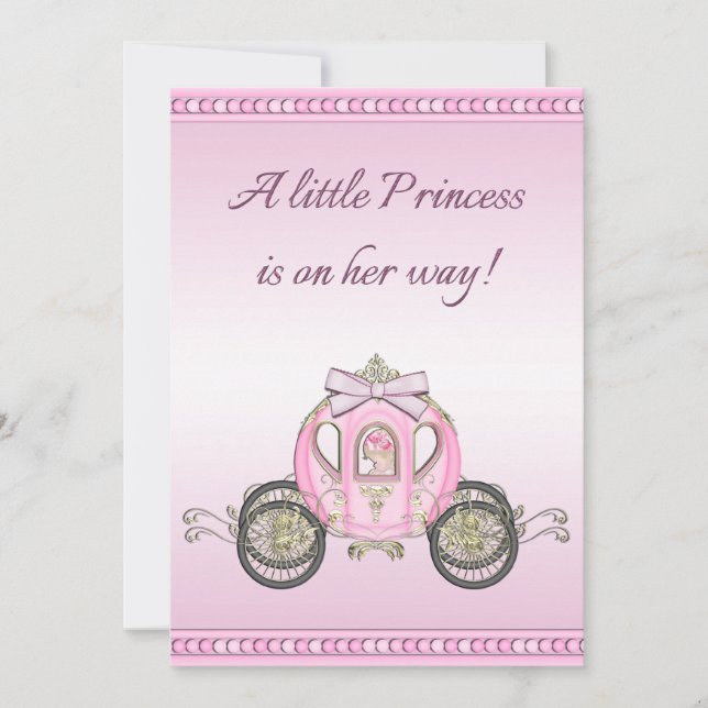 Rosa Babyparty Prinzessin-Coach Girls Einladung (Vorderseite)