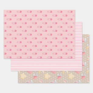 Rosa Babyparty-Sortiment Geschenkpapier Set