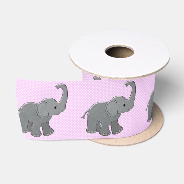 rosa Babypartyelefant Satinband (Spule)