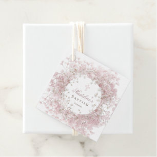 rosa Baby's Breath Taufe Danke Geschenkanhänger