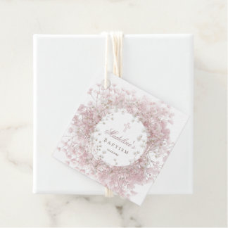rosa Baby's Breath Taufe Danke Geschenkanhänger