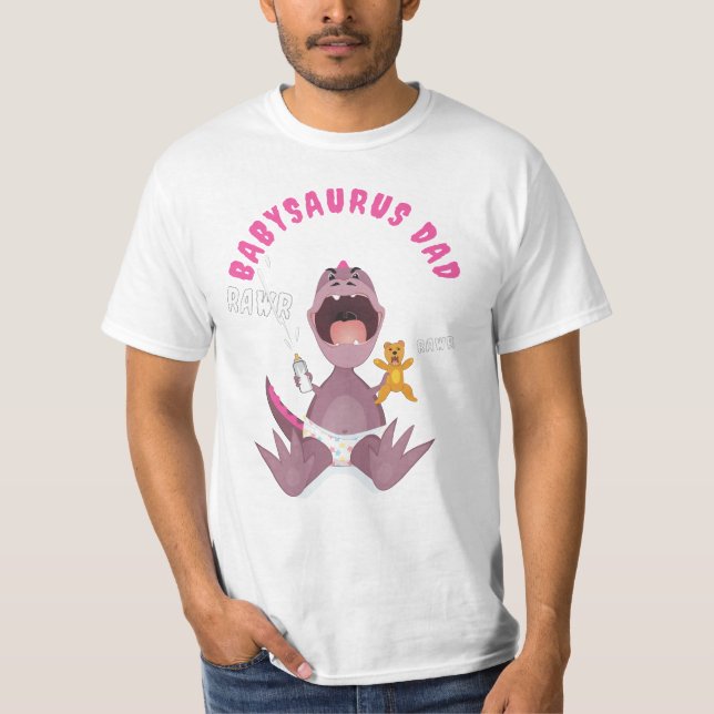 Rosa Babysaurus Papa T-Rex  T-Shirt (Vorderseite)