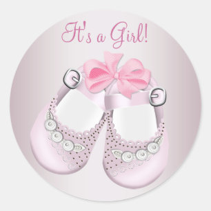 Rosa Babyschuhe Rosa Babyparty-Aufkleber Runder Aufkleber