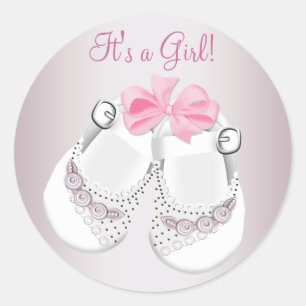 Rosa Babyschuhe Rosa Babyparty-Aufkleber Runder Aufkleber