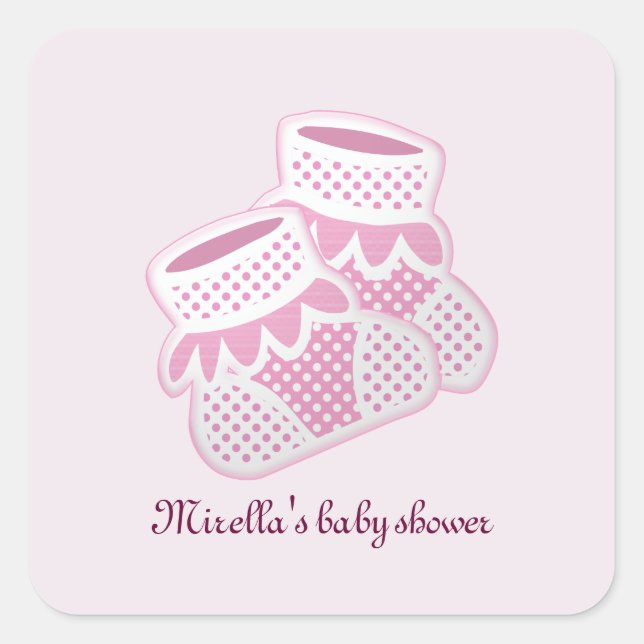 Rosa Babysocken Quadratischer Aufkleber (Vorderseite)