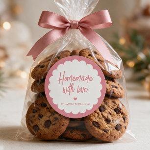 Rosa Bäckerei Geschäft Handgemacht mit Liebe Runder Aufkleber