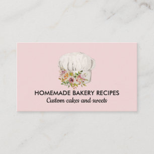 rosa Bäckerei Koch Wasserfarbe floral Gebäck Visitenkarte