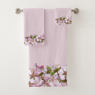 Rosa Background Spring Blossom entlang der unteren Badhandtuch Set