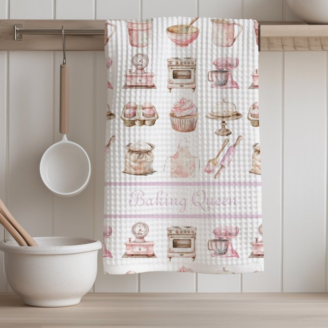 Rosa Backkönigin  Geschirrtuch (Baking Queen Kitchen Towel)