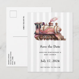 Rosa Bahn Motor Vintag Steampunk Stil Ankündigungspostkarte