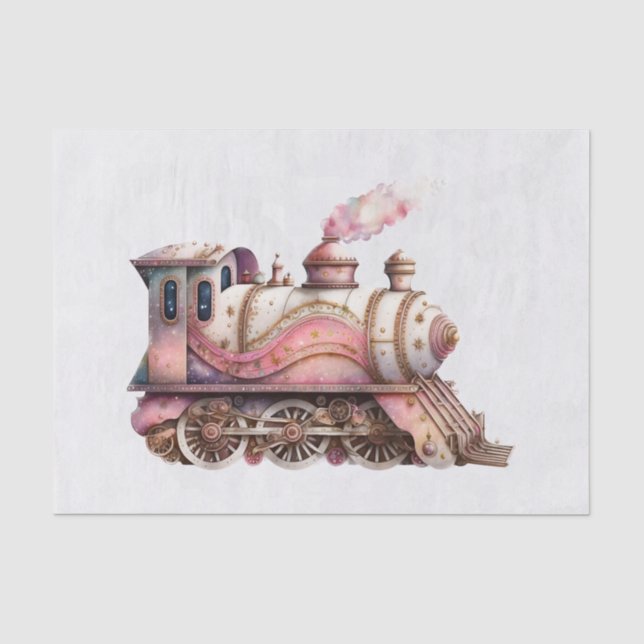 Rosa Bahn Motor Vintag Steampunk Stil Seidenpapier (Vorderseite)