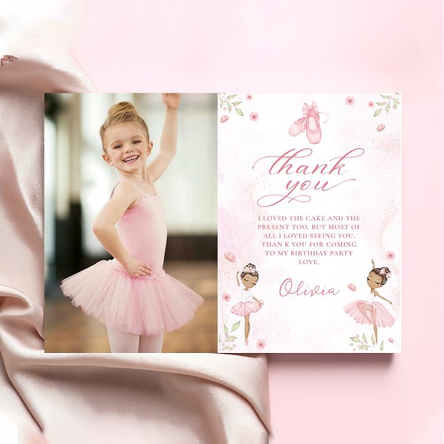 Rosa Ballerina Ballett Geburtstags-Foto Dankeskarte (Von Creator hochgeladen)
