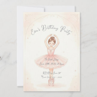 Rosa Ballerina Geburtstagseinladung Einladung