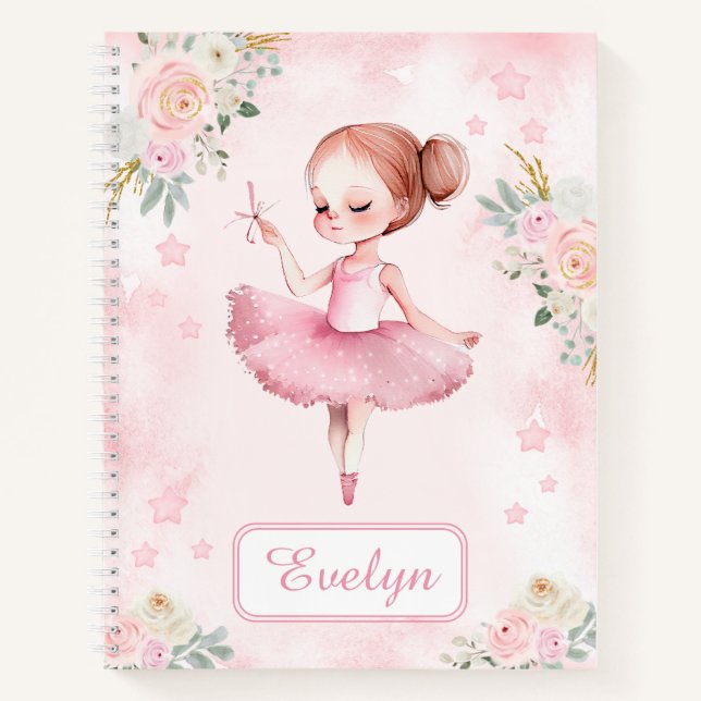 Rosa Ballerina Geburtstagsgeschenk Mädchen Spiralg Notizbuch (Vorderseite)