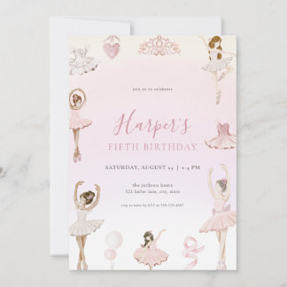 Rosa Ballerina Geburtstagsparty Einladung