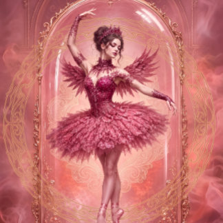 Rosa Ballerina in Glasglocke - Decoupage -Verpacku Geschenkpapier Set
