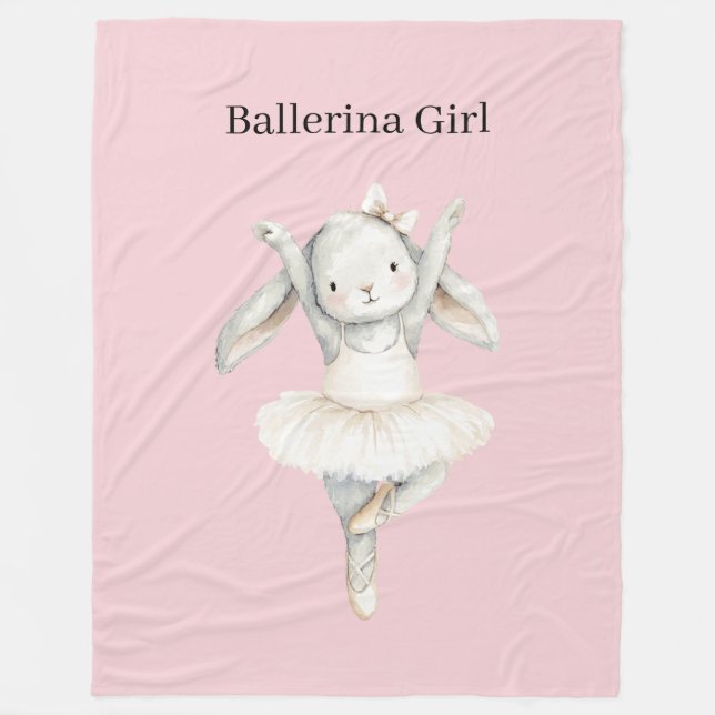 Rosa Ballerina-Mädchen-Hase im Tutu Fleecedecke (Vorderseite)