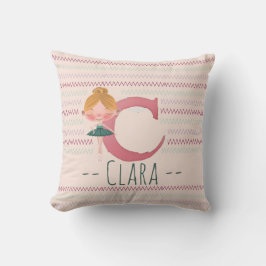 Rosa Ballerina Monogram C - Personalisiert Art Kissen