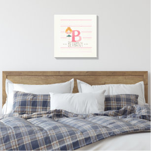 Rosa Ballerina Monogramm B – Personalisierte Kunst Leinwanddruck