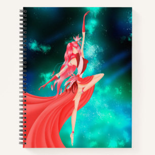 Rosa Ballerina Nachthimmel Notizbuch