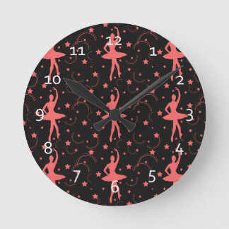 Rosa Ballerina Runde Wanduhr