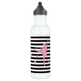 Rosa Ballerina Schwarz & Weiß Streifen Wasser Flas Edelstahlflasche