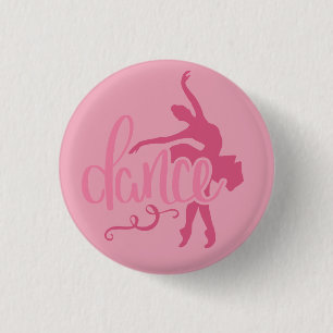 Rosa Ballerina Silhouette Ballett Tanz Button