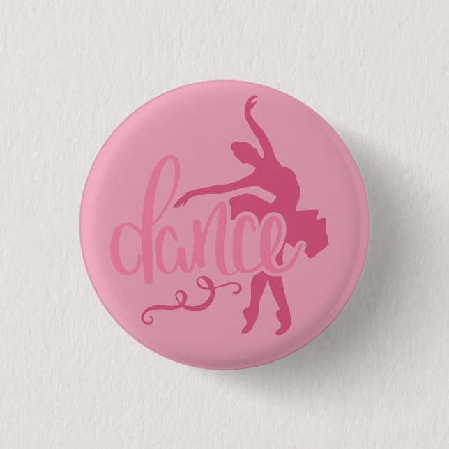 Rosa Ballerina Silhouette Ballett Tanz Button (Vorderseite)