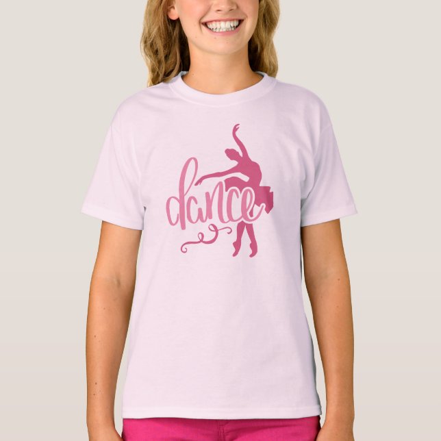 Rosa Ballerina Silhouette Ballett Tanz  T-Shirt (Vorderseite)