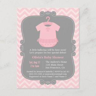 Rosa Ballerina-Tutu-Mädchen-Baby-Party-Einladungen Einladung