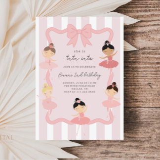 Rosa Ballerina-Tutu Süße Geburtstagseinladung Einladung
