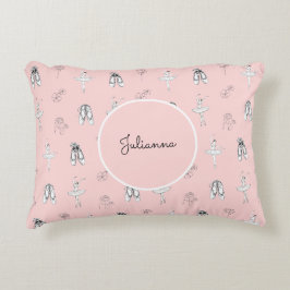 Rosa Ballerina und Blume Dekokissen