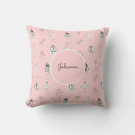 Rosa Ballerina und Blume Kissen
