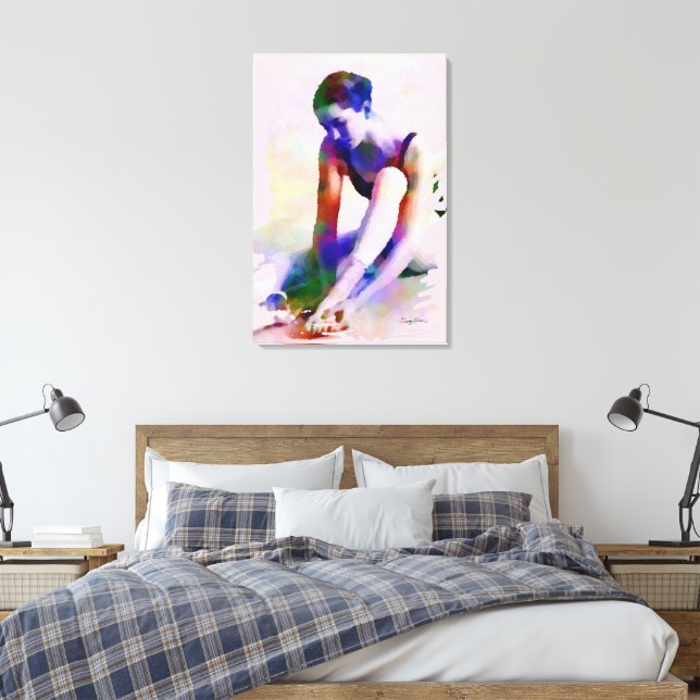 Rosa Ballerina Wasserfarbe Zeitgenössische Kunst Leinwanddruck (Insitu (Schlafzimmer))