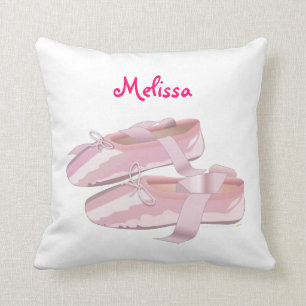 Rosa Ballett-Schuh-Name-personalisiertes Kissen