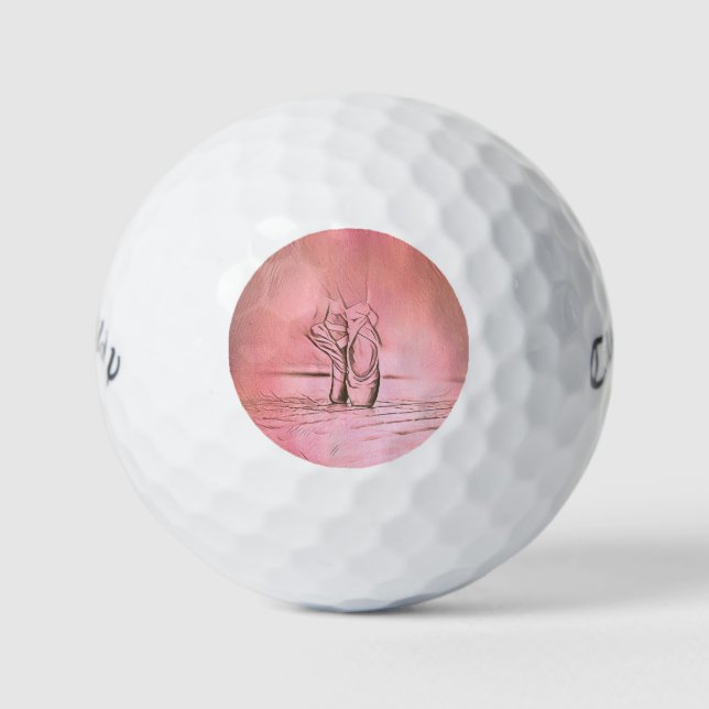 Rosa Ballettschuhe auf der Pointe-Tänzerin Golfball (Vorderseite)