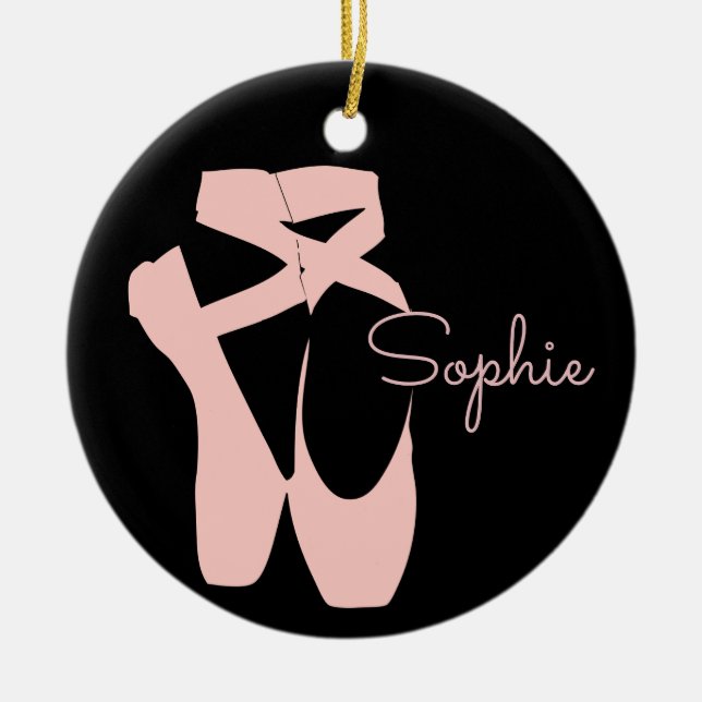 Rosa Ballettschuhe Keramik Ornament (Vorne)