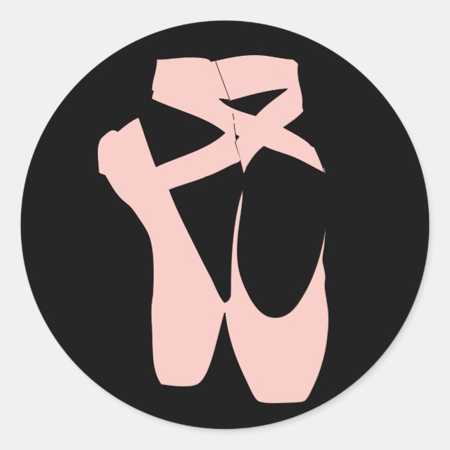 Rosa Ballettschuhe Runder Aufkleber (Vorderseite)
