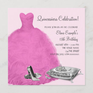 Rosa Ballkleid High Heels Rosa Quinceanera Einladung