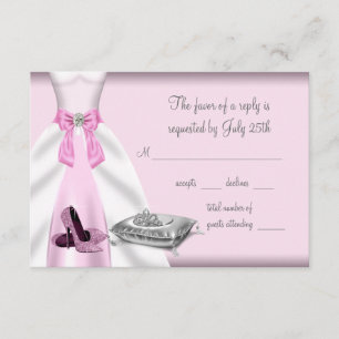 Rosa Ballkleid-Hochhackige Schuhe Quinceanera RSVP Karte