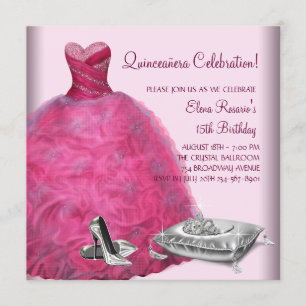 Rosa Ballkleid-Hochhackige Schuhe Rosa Quinceanera Einladung