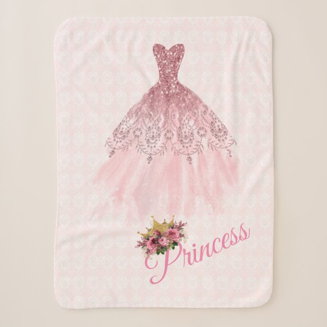 Rosa Ballkleid Sherpa Fleece-Decke Prinzessin- Sherpadecke (Vorderseite)
