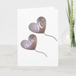 Rosa Ballon personalisiert 90. Geburtstagskarte Karte